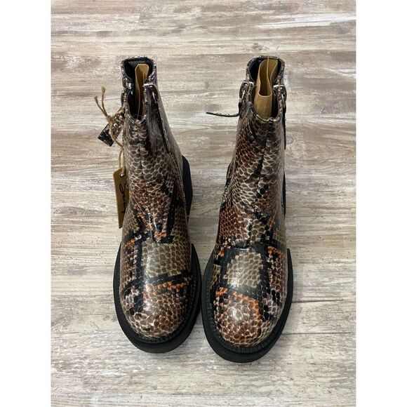 Seven7 Snakeskin Black Ankle Boots Side Zip Sz 8 - Picture 2 of 7